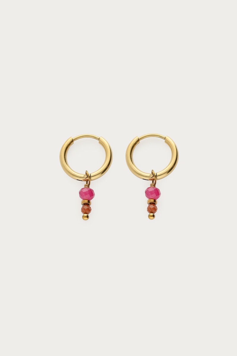 Fortune hoop earrings with pink beads | My Jewellery