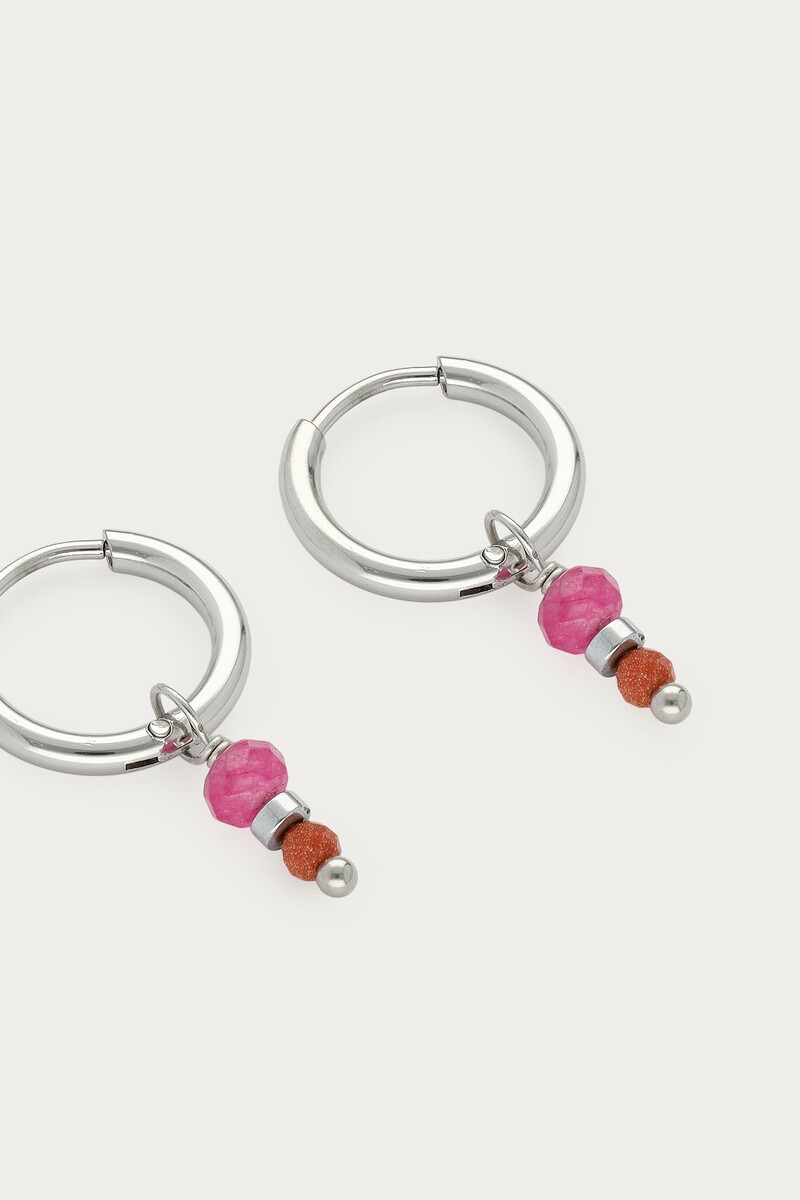 Fortune hoop earrings with pink beads | My Jewellery