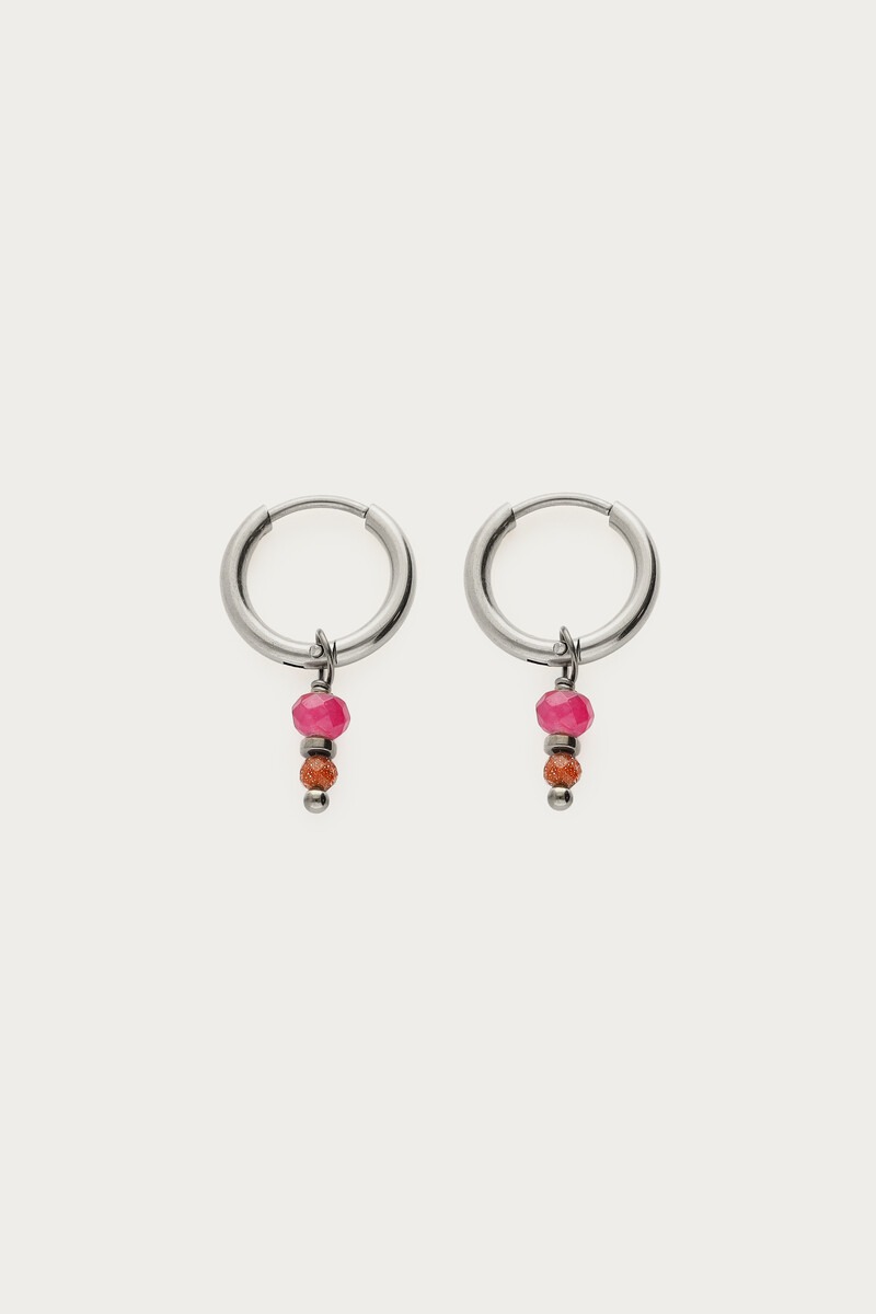 Fortune hoop earrings with pink beads | My Jewellery