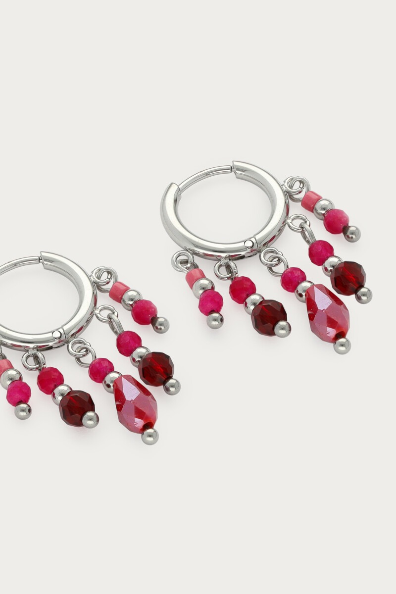 Fortune hoop earrings with strings and pink beads | My Jewellery