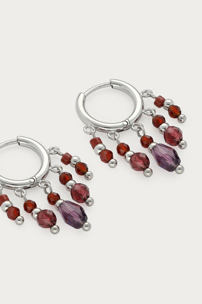 Fortune hoop earrings with strings and purple beads | My Jewellery