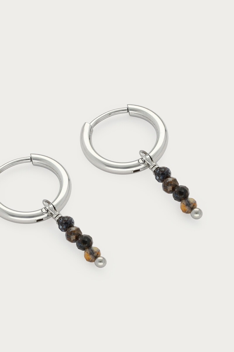 Fortune mini hoop earrings with brown beads | My Jewellery