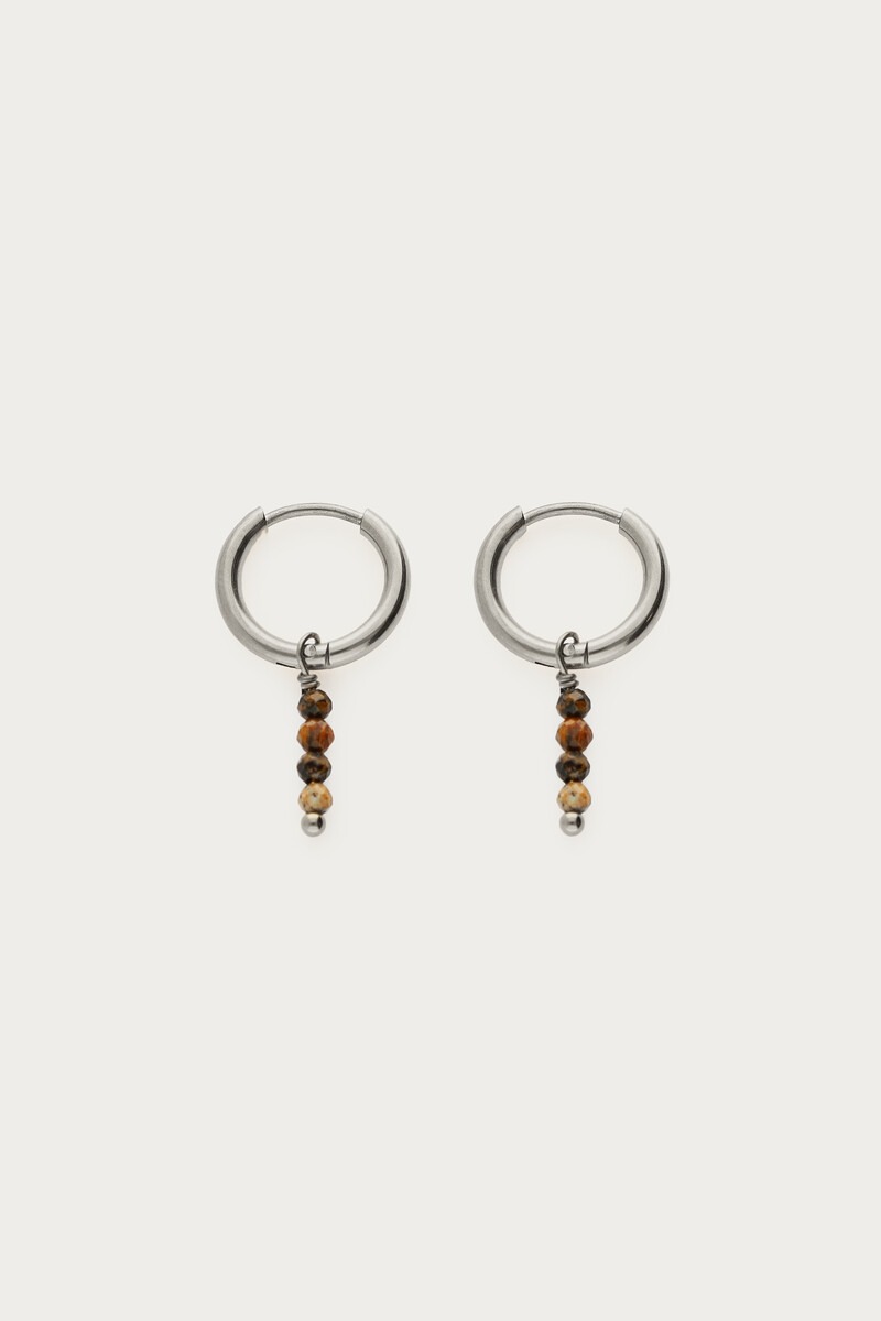 Fortune mini oorringen met bruine kralen