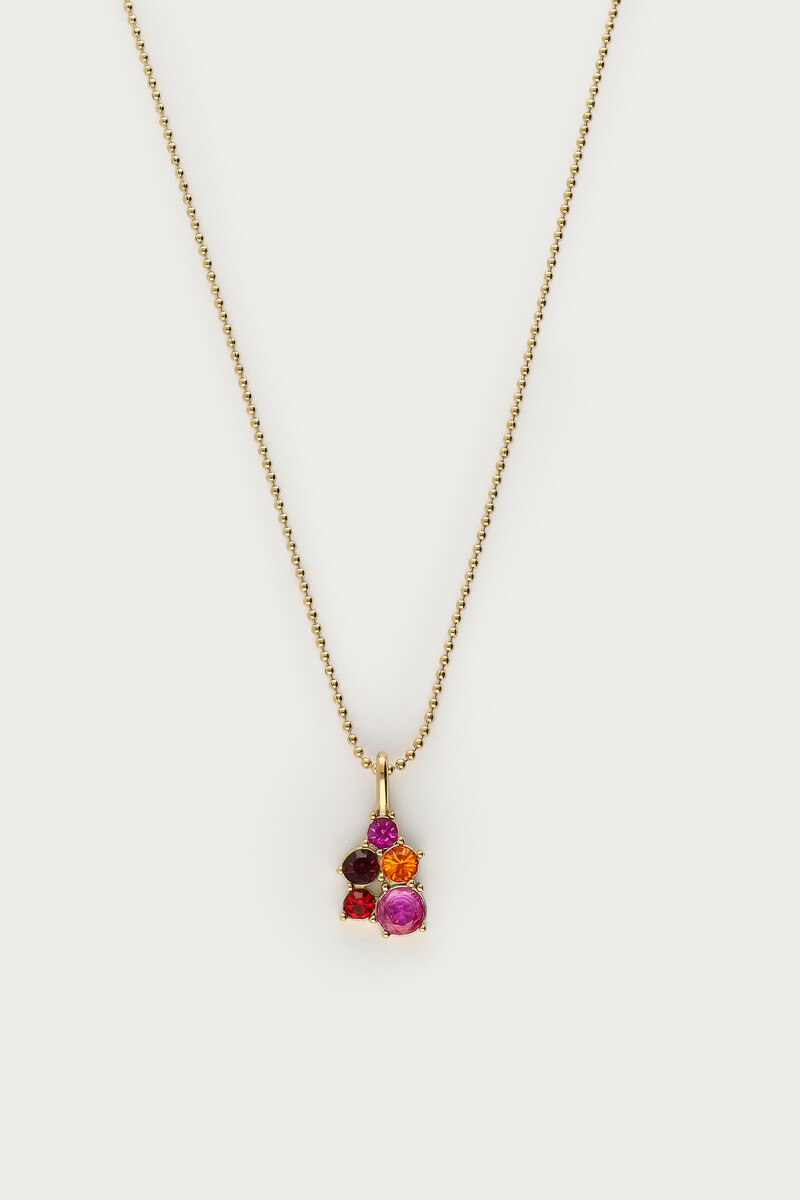 Fortune ketting met vijf multikleur strass stenen