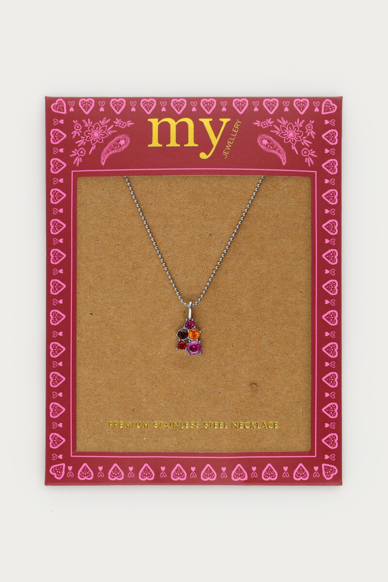 Fortune necklace with five multicoloured rhinestones | My Jewellery