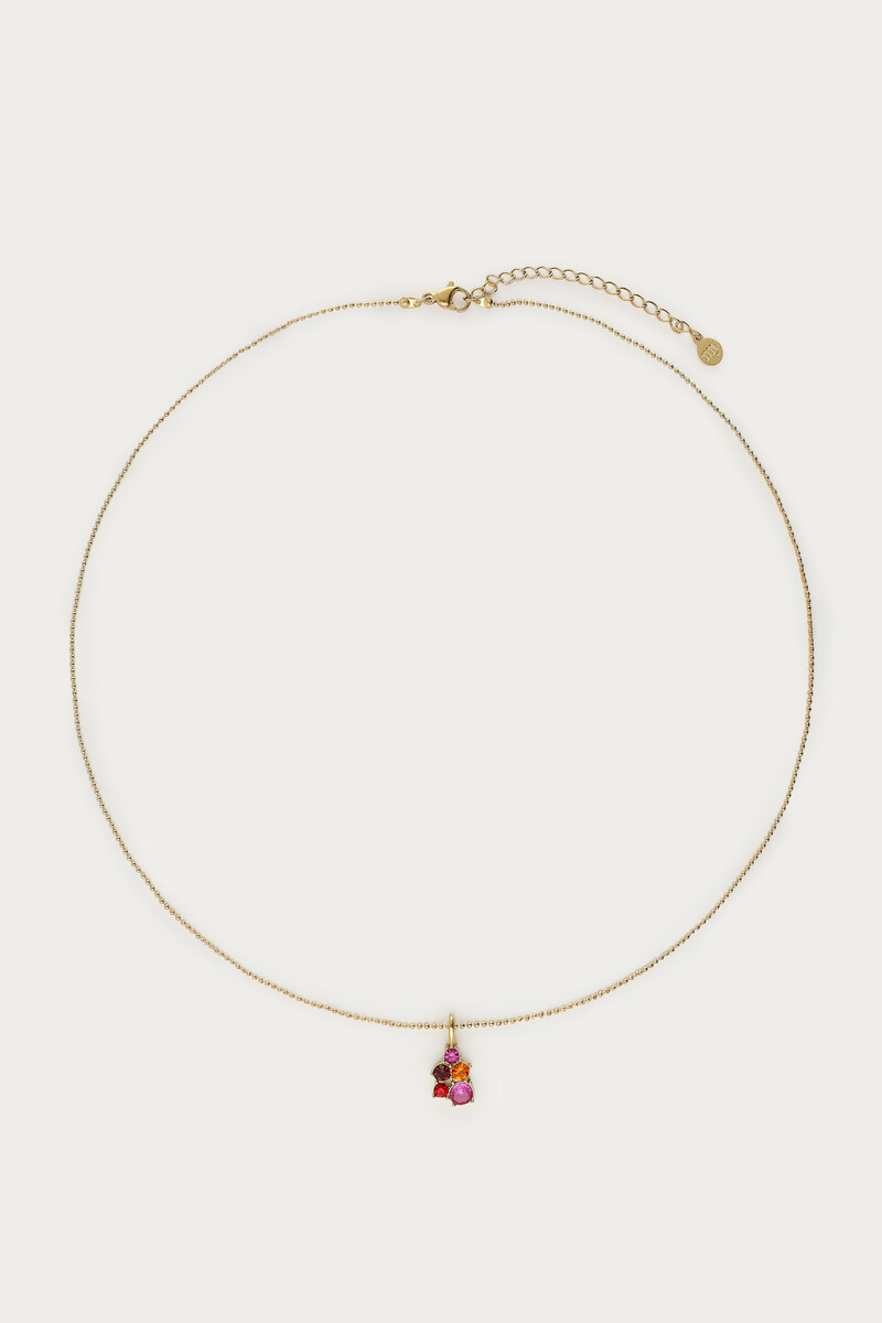 Fortune necklace with five multicoloured rhinestones | My Jewellery