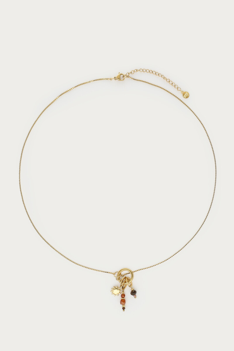 Fortune necklace with sun and brown beads | My Jewellery