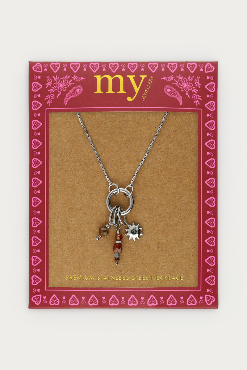 Fortune necklace with sun and brown beads | My Jewellery