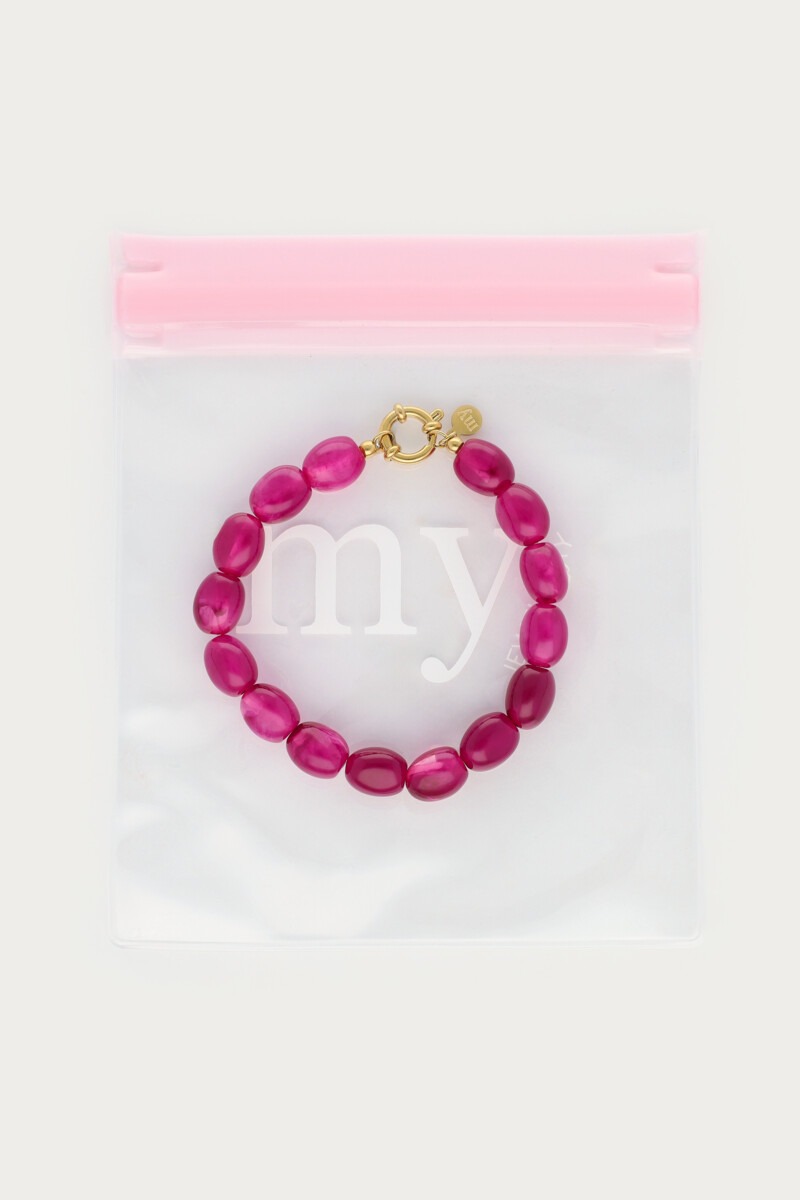 Fortune pink beaded bracelet with clasp | My Jewellery
