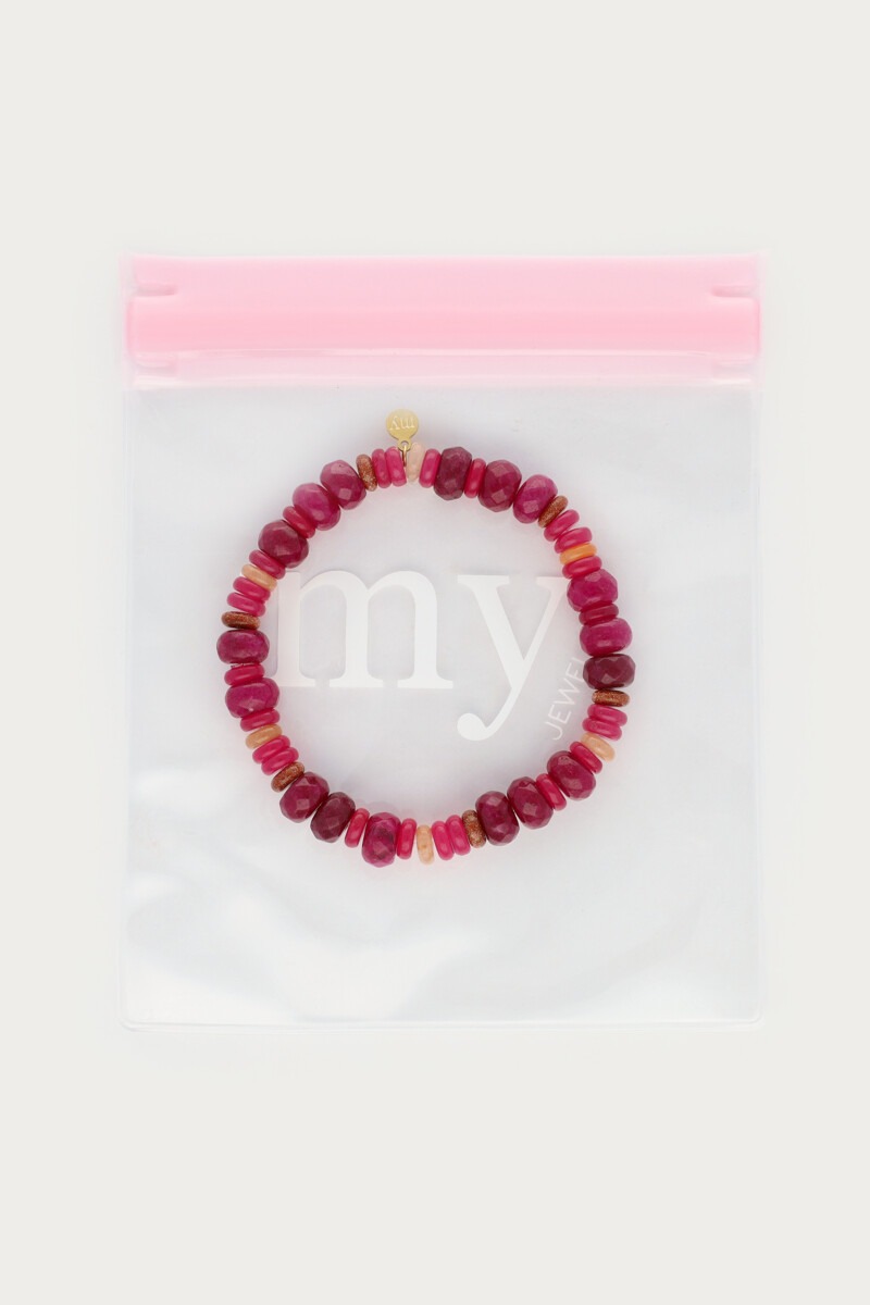 Fortune pink elastic beaded bracelet | My Jewellery
