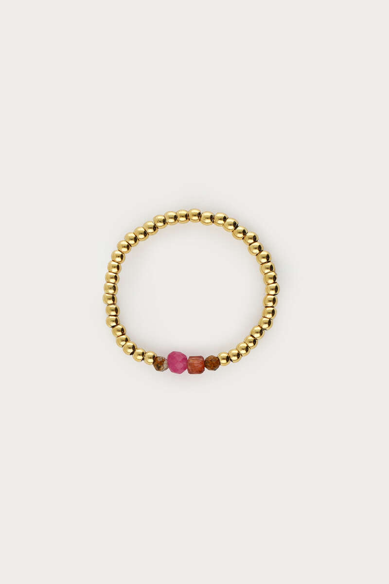 Fortune stretch ring met multikleur kralen
