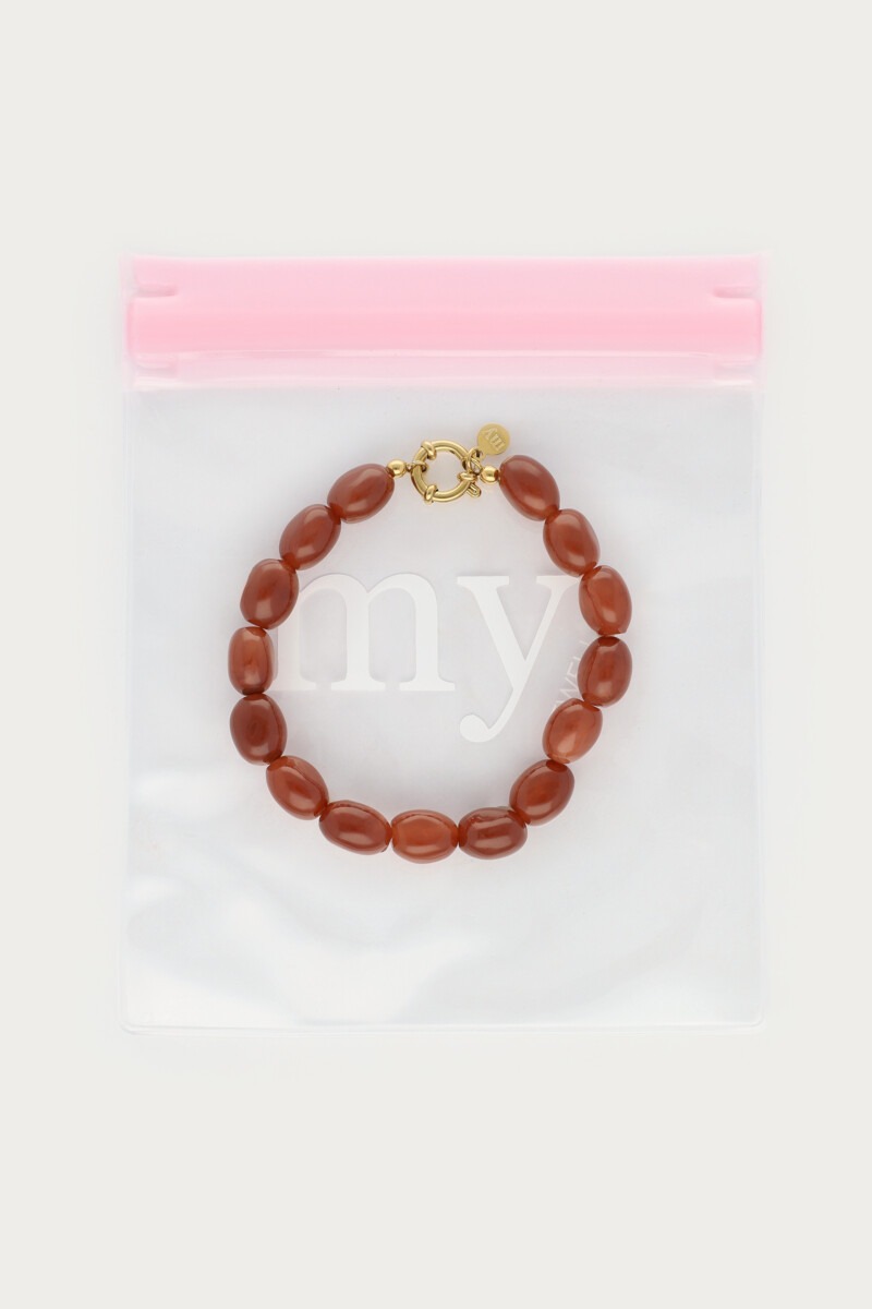 Fortune taupe beaded bracelet with clasp | My Jewellery