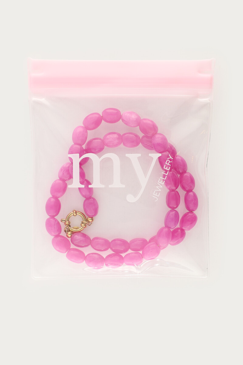 Fuchsia minimalist beaded necklace | My Jewellery