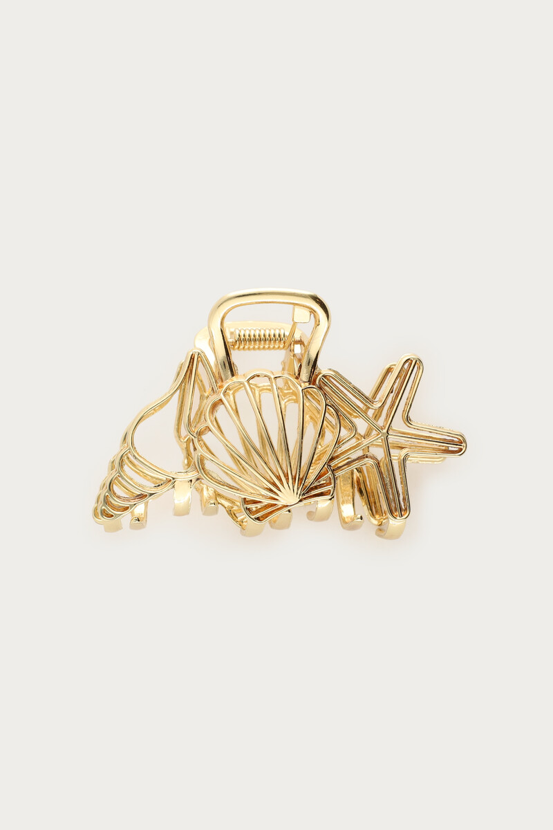 Gold open hair clip with shell | My Jewellery