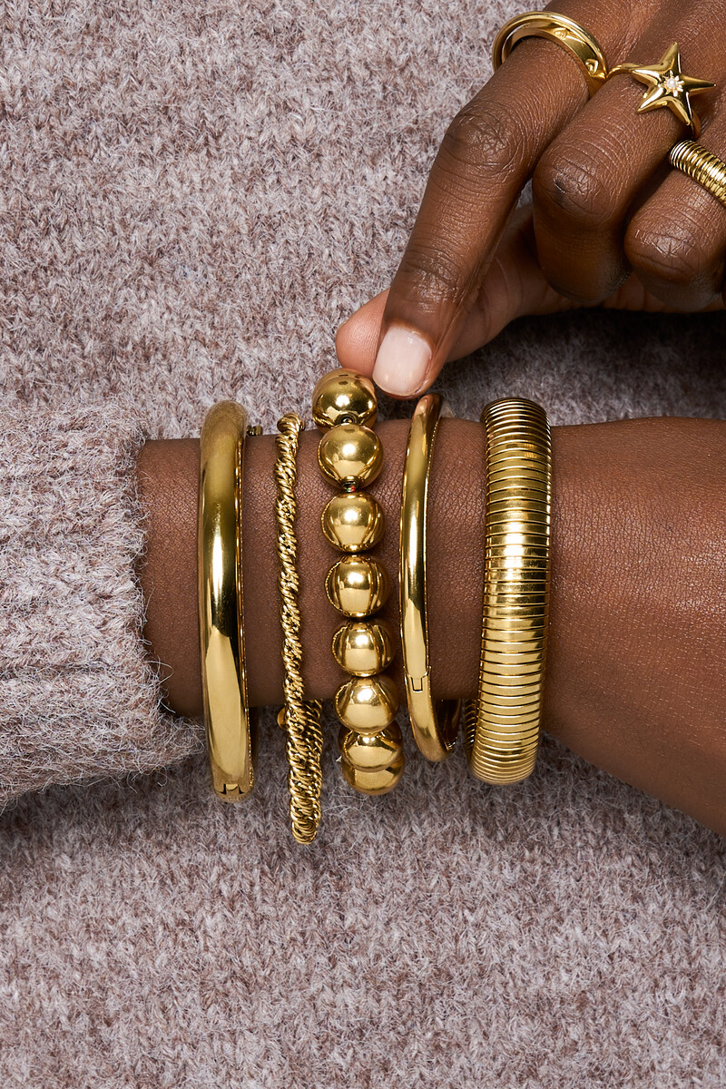 Gold coloured elastic bracelet chunky beads | My Jewellery