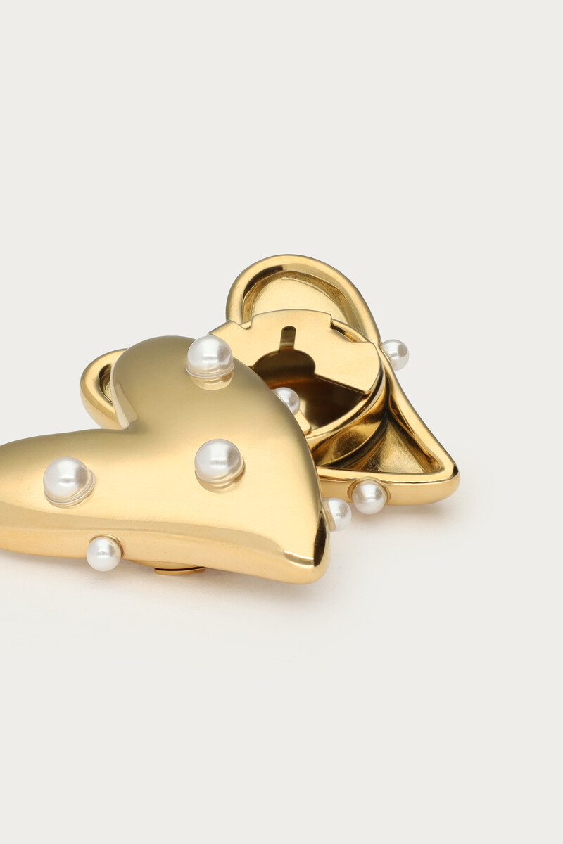 Gold hearts with imitation pearls buttons set | My Jewellery