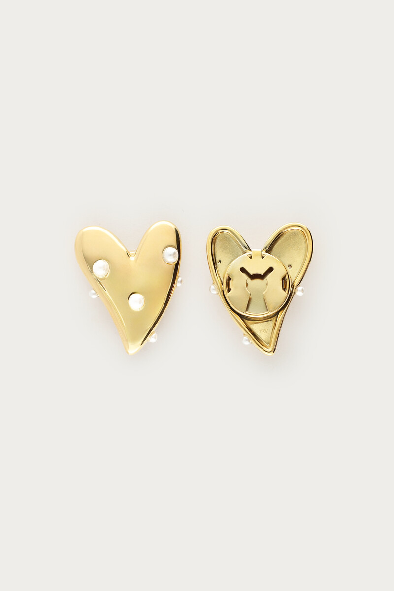 Gold hearts with imitation pearls buttons set | My Jewellery