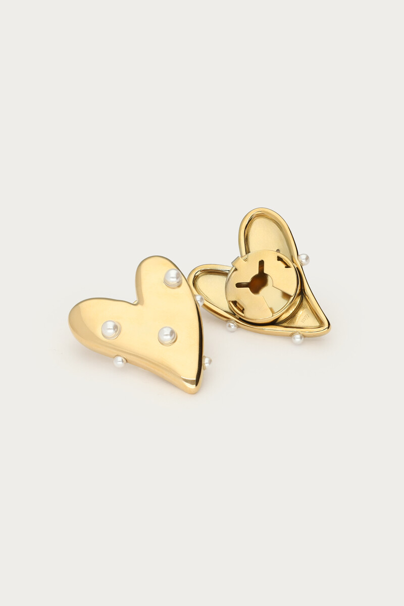 Gold hearts with imitation pearls buttons set | My Jewellery