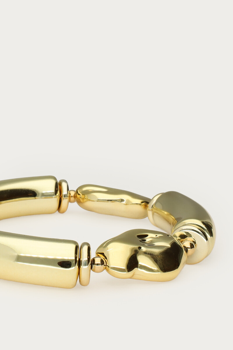 Gold-coloured statement elastic beaded bracelet | My Jewellery