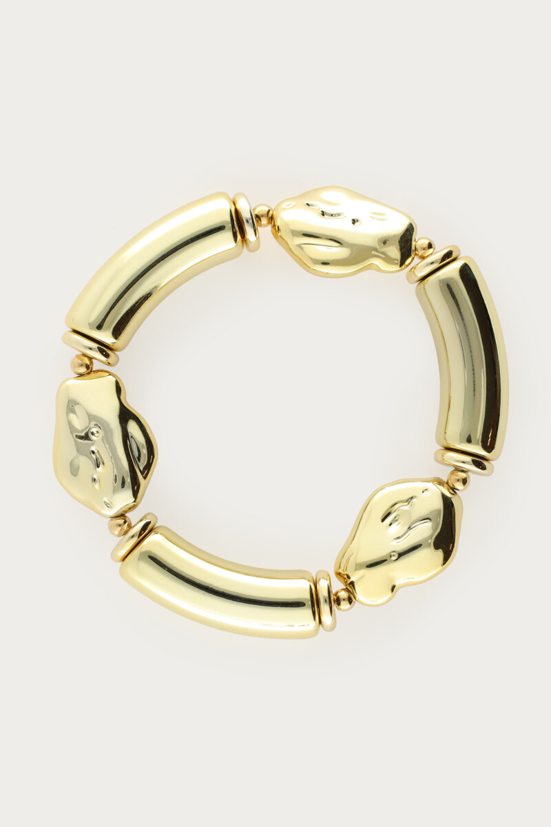 Gold-coloured statement elastic beaded bracelet | My Jewellery