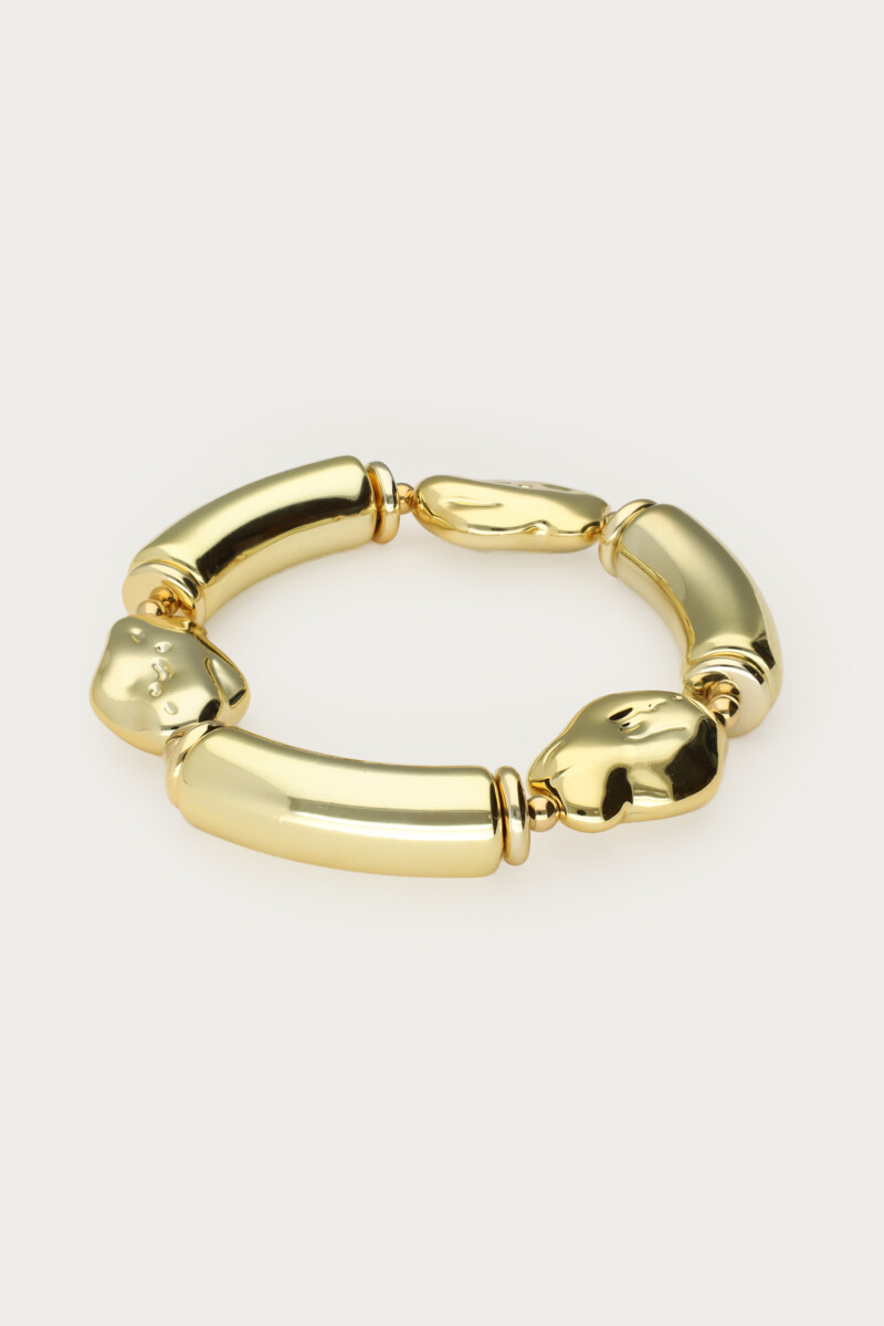 Gold-coloured statement elastic beaded bracelet | My Jewellery