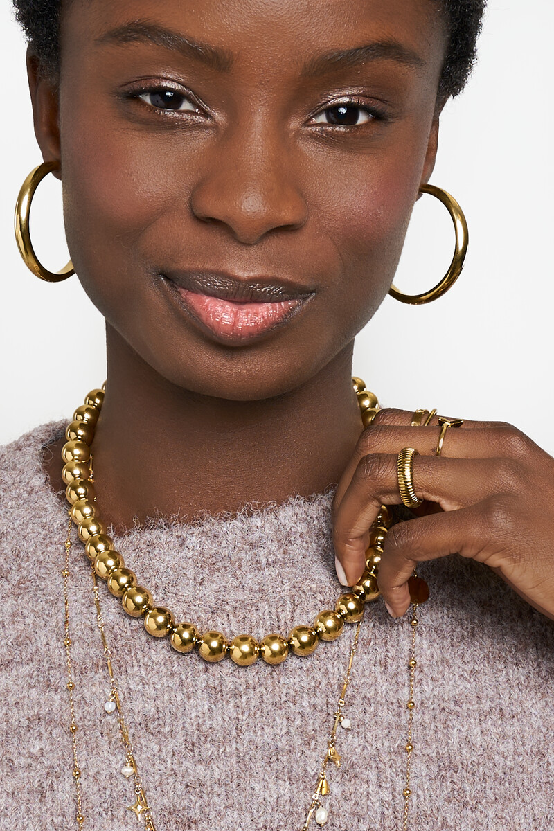 Gold-coloured statement necklace chunky beads | My Jewellery