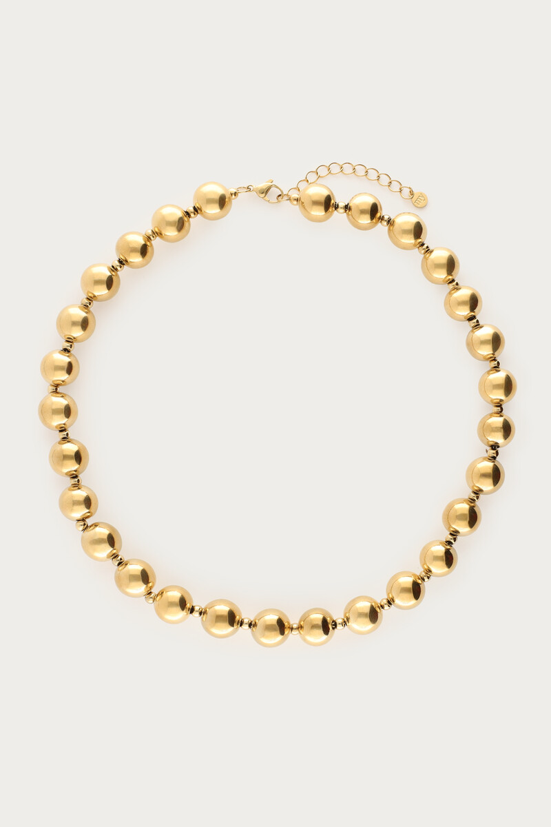 Gold-coloured statement necklace chunky double beads