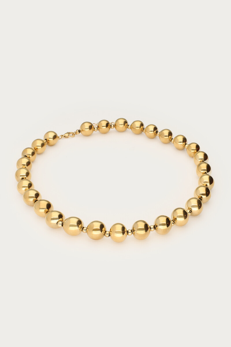 Gold-coloured statement necklace chunky double beads | My Jewellery