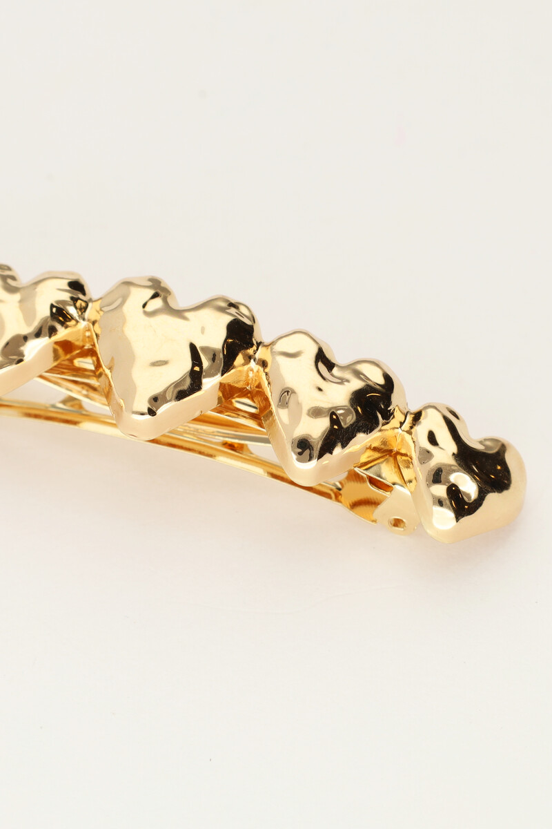 Gold hair clip with five hearts | My Jewellery