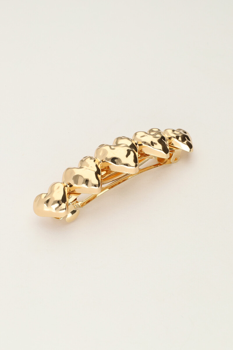 Gold hair clip with five hearts | My Jewellery