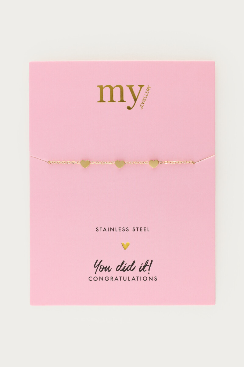 Graduation armband drie hartjes