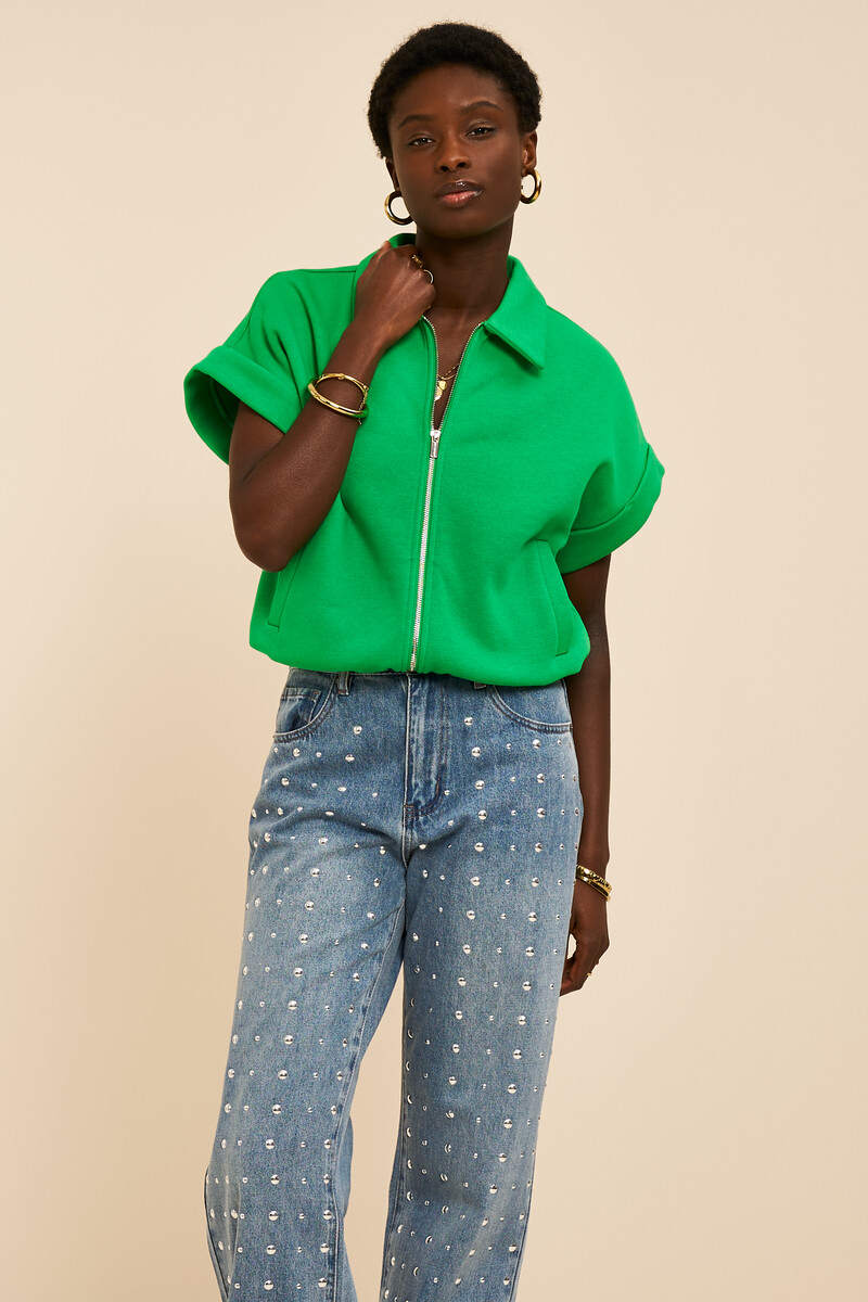 Green balloon sweater cardigan | My Jewellery