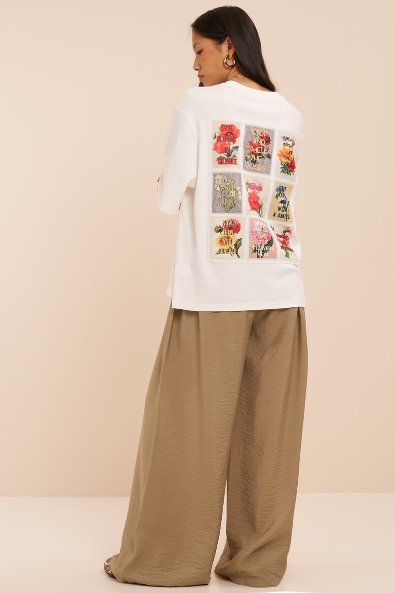 Green basic wide leg trousers with elastic band | My Jewellery