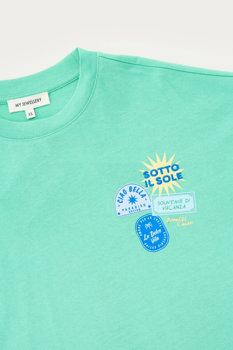 Green boxy T-shirt 'Sotto il soleil' | My Jewellery