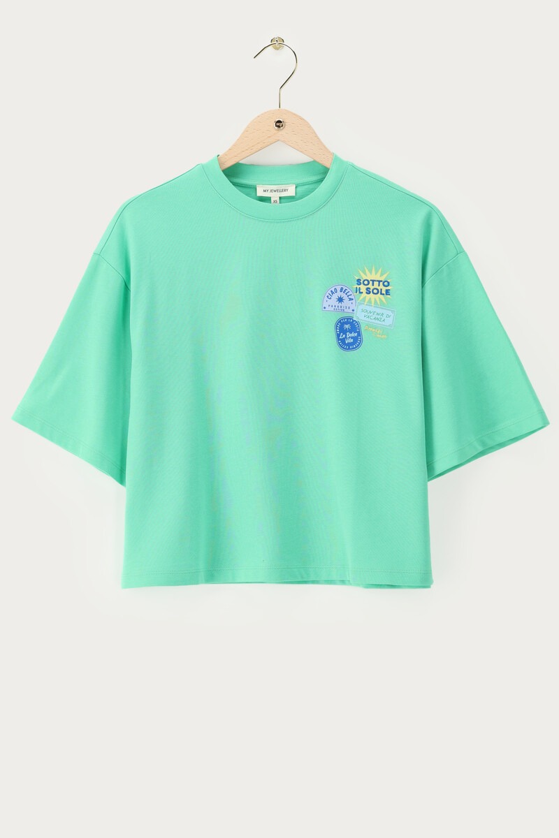 Green boxy T-shirt 'Sotto il soleil' | My Jewellery