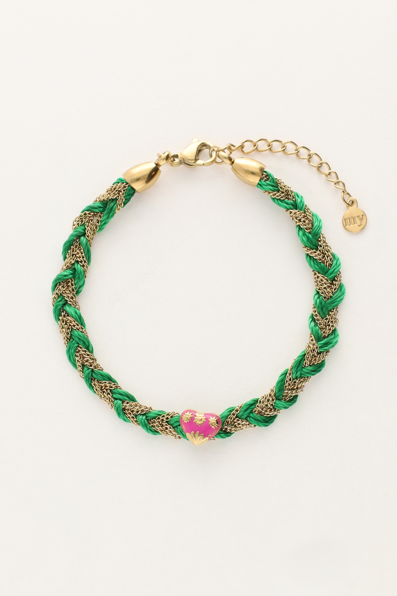 Bracelet tressé vert avec charm