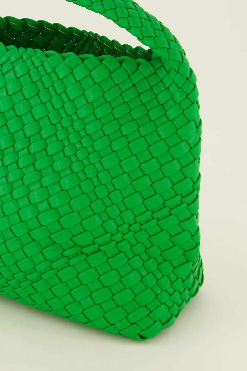 Green braided handbag