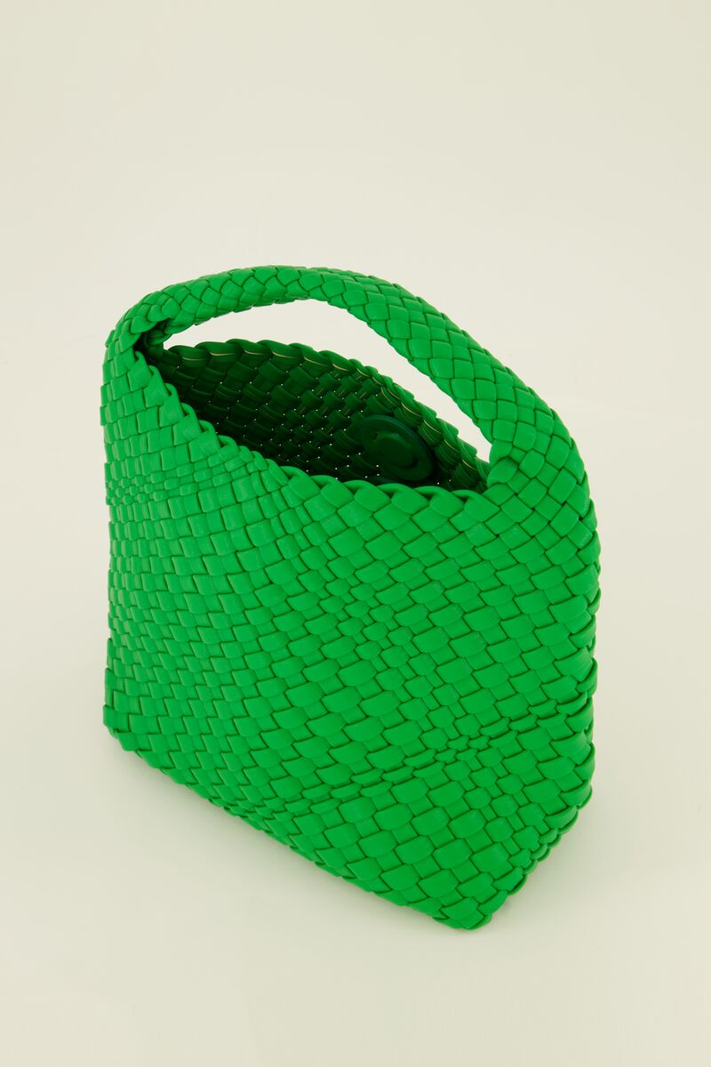Green braided handbag