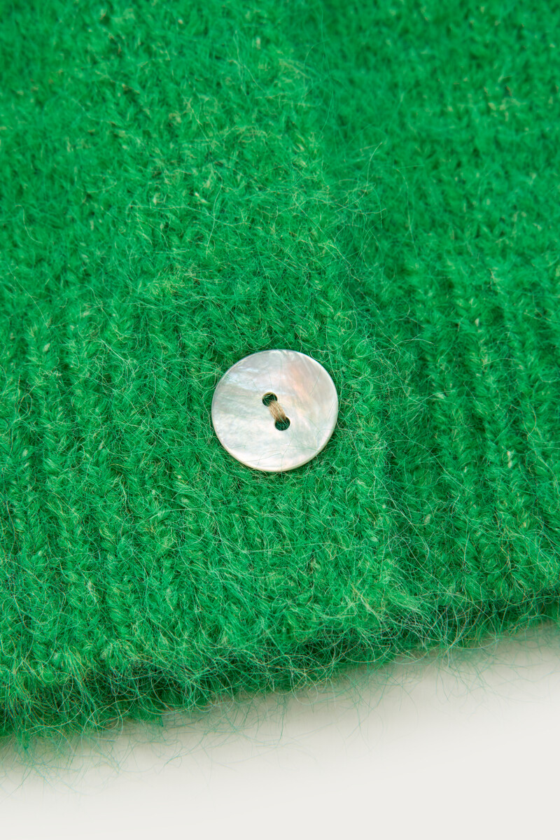 Green cardigan with buttons and puff sleeves | My Jewellery