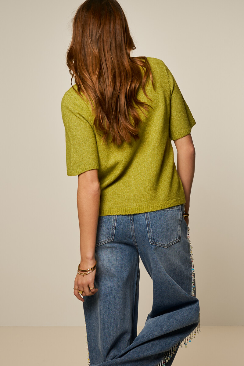 Green short-sleeved cardigan with buttons | My Jewellery