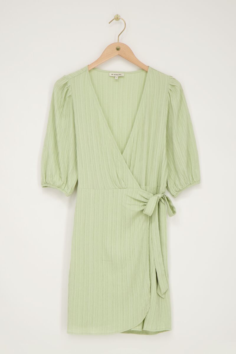 Green crinkle wrap dress | My Jewellery