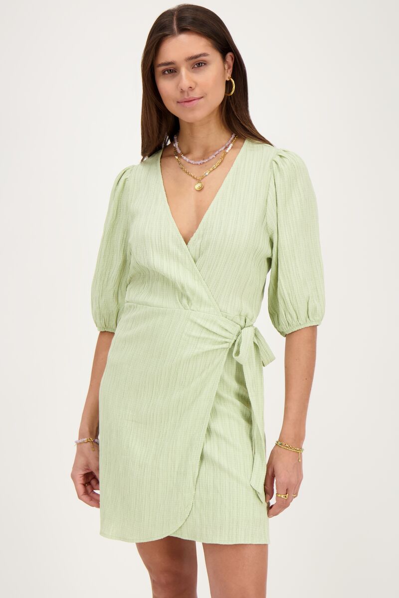 Green crinkle wrap dress | My Jewellery