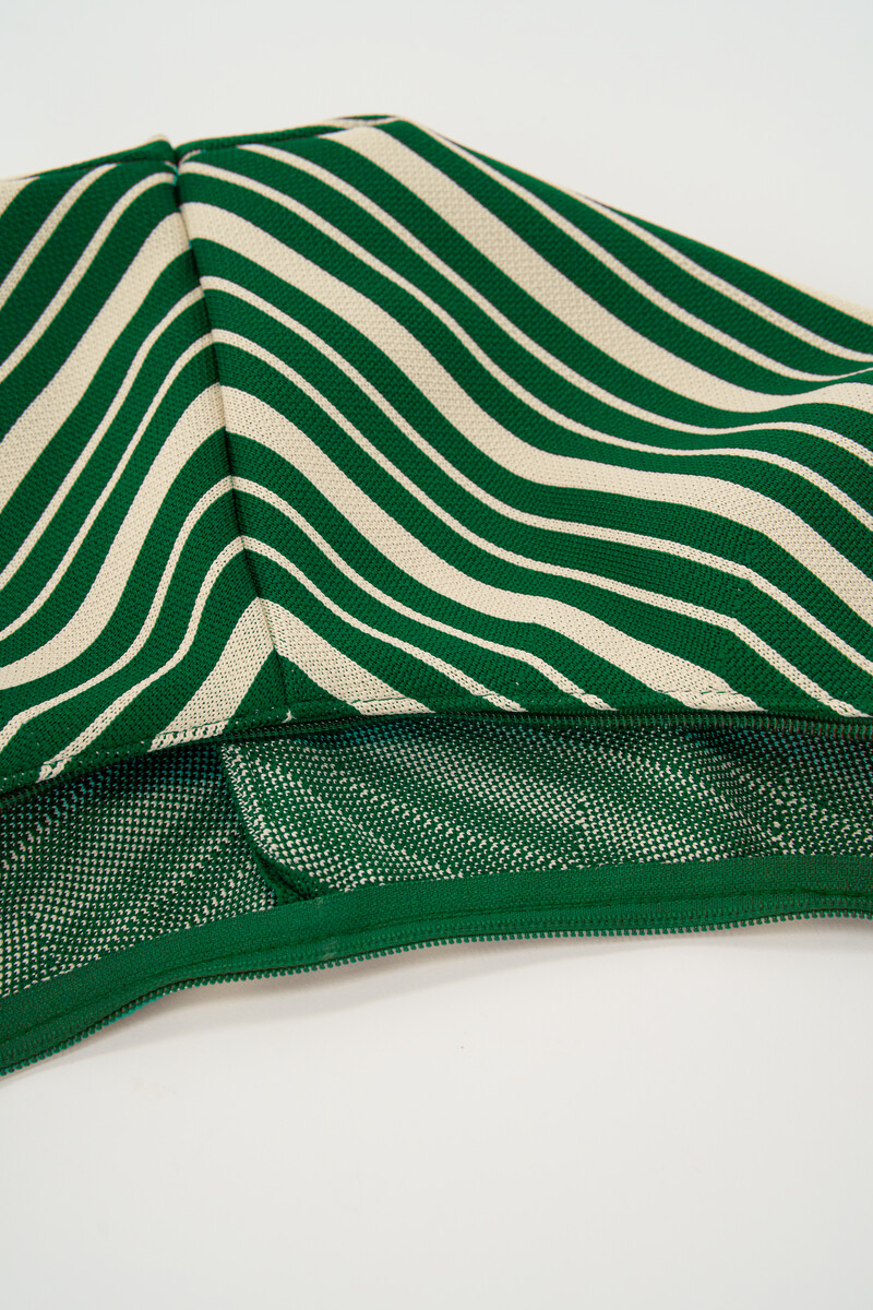 Green crossbody bag with beige stripes