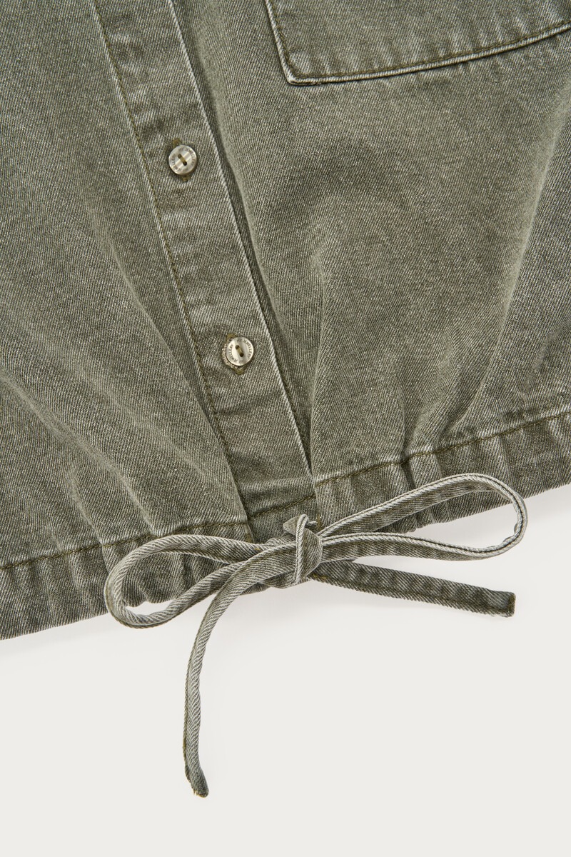 Green denim top with chest pocket | My Jewellery