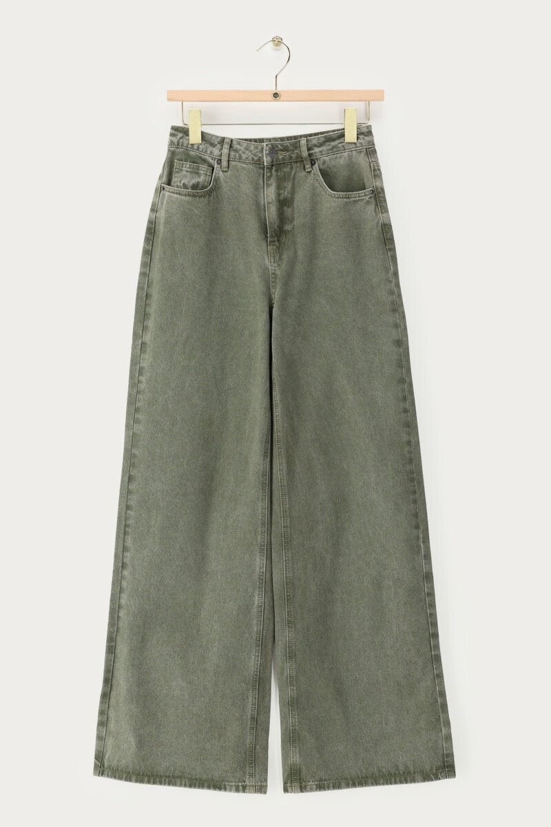 Green denim wide leg jeans | My Jewellery