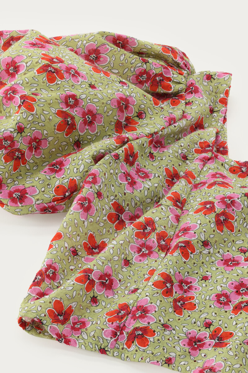 Green floral top with embroidery | My Jewellery