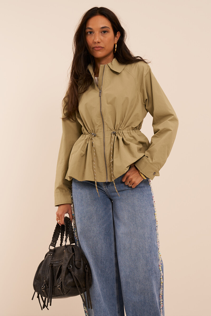 Beige jacket with drawstring waist | My Jewellery