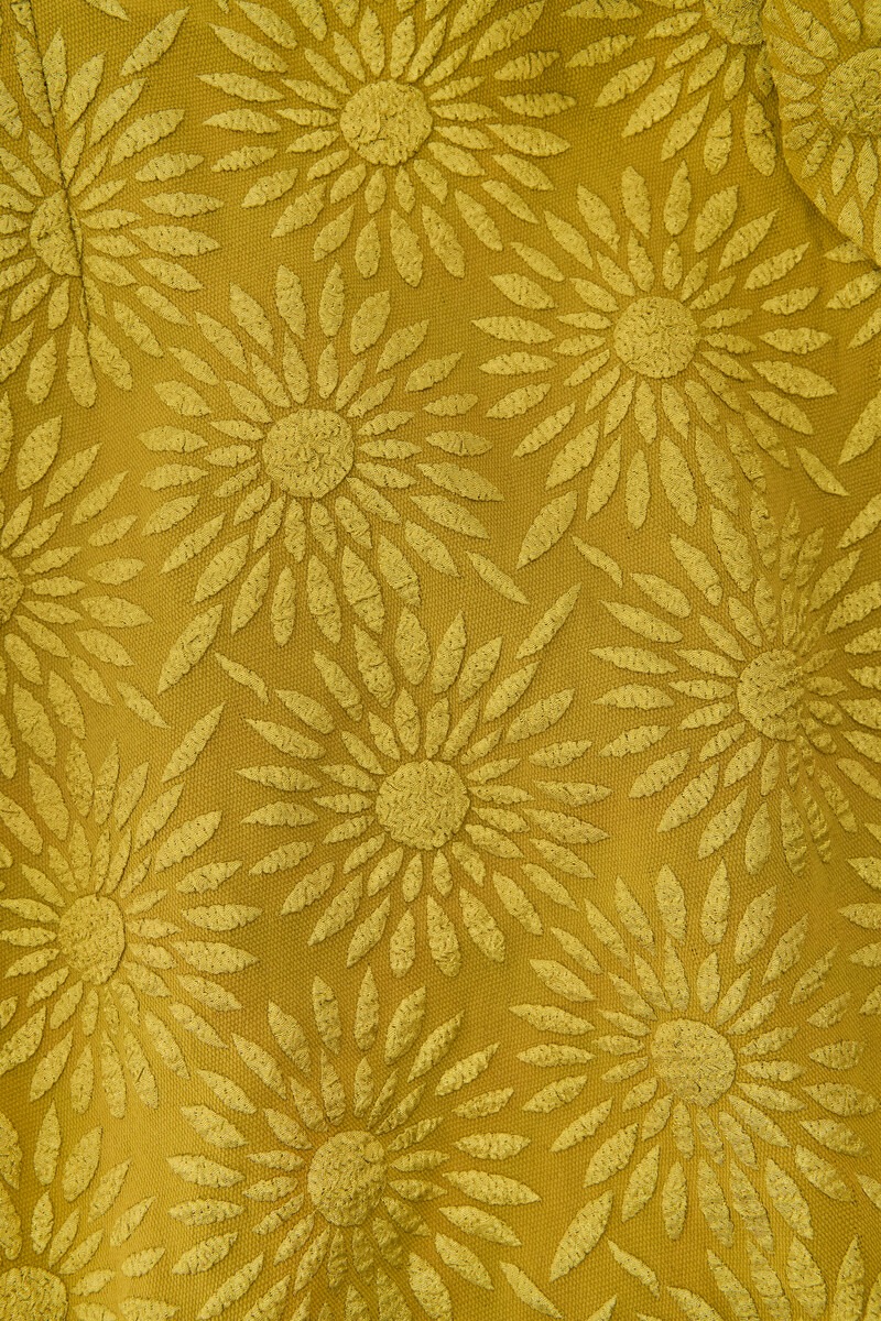 Green jacquard dress with sunflowers | My Jewellery