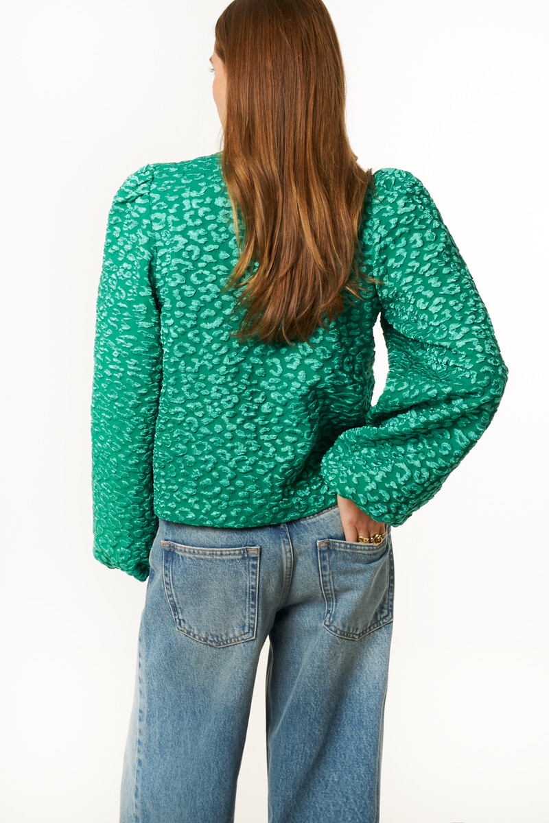 Green jacquard leopard top | My Jewellery