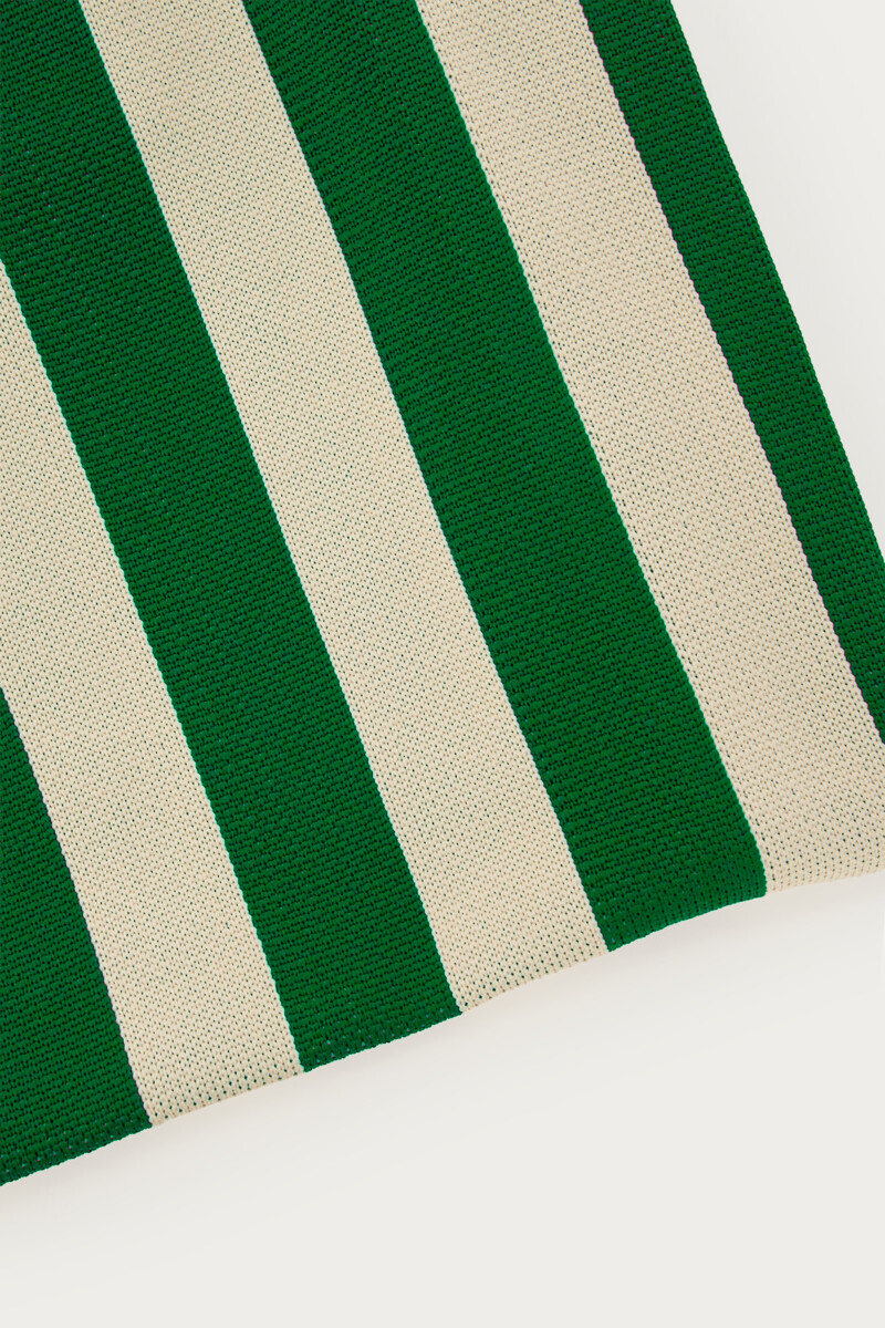 Green large tote bag with beige stripes | My Jewellery